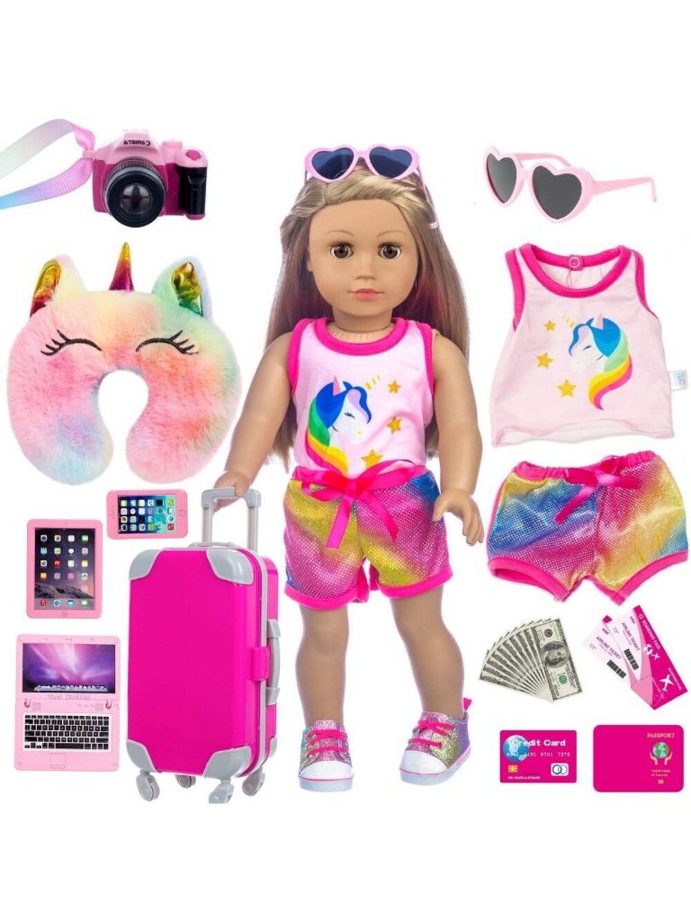 23 Pcs 18" Doll Clothes & Accessories Travel Set - Perfect for Playtime Fun!